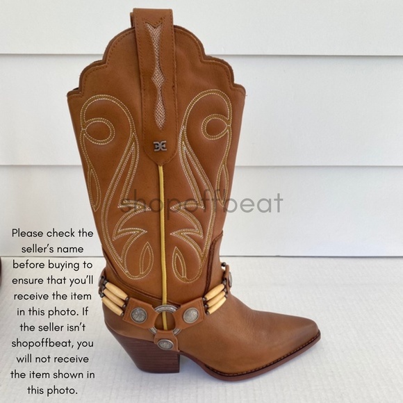 NEW Sam Edelman Jackie Western Boot Chestnut Leather 7.5 - Picture 7 of 16